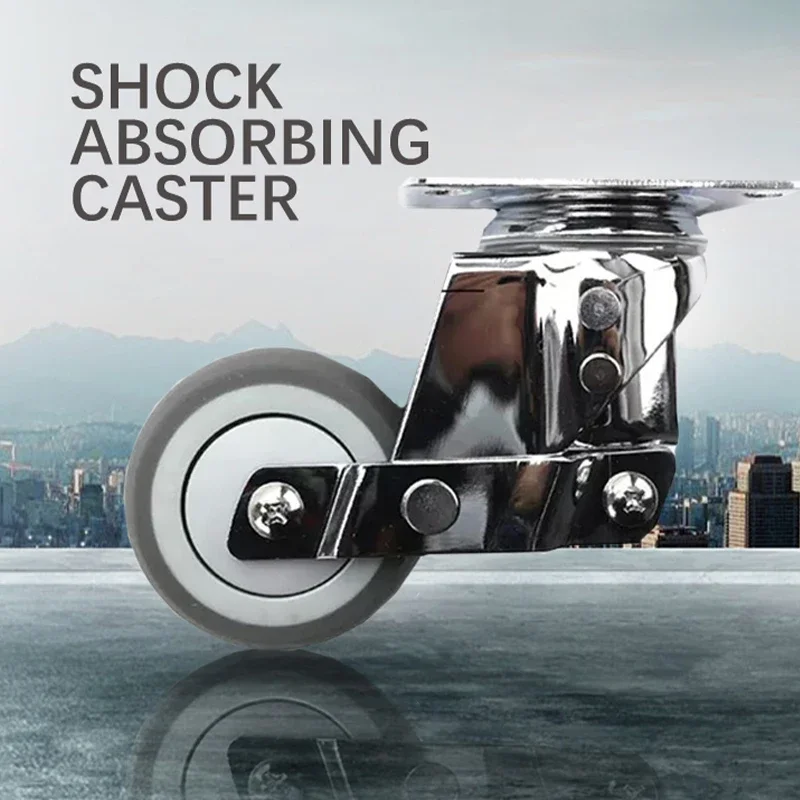 4inch shock absorb mute TPR wheels with total lock  double spring loaded Damping Caster Shockproof Industrial caster wheels