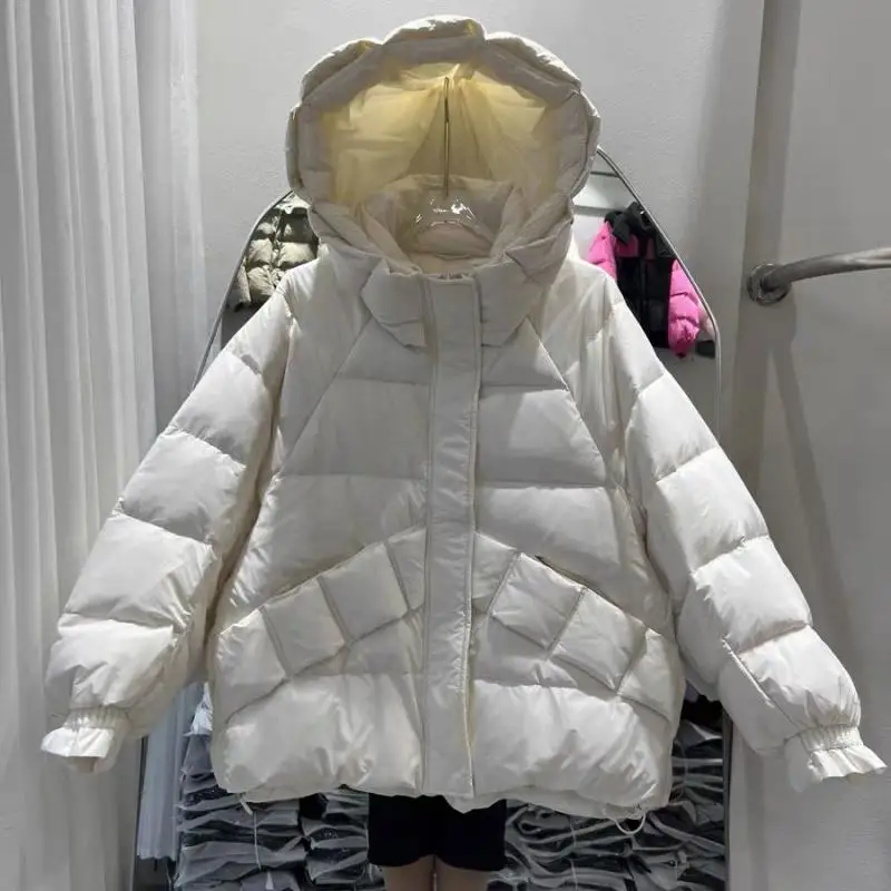 

Women's Faionable Winter Du down Jaet Thiened Hooded Knitted Design Casual Warm Outerwear Zipper Closure Long Sve