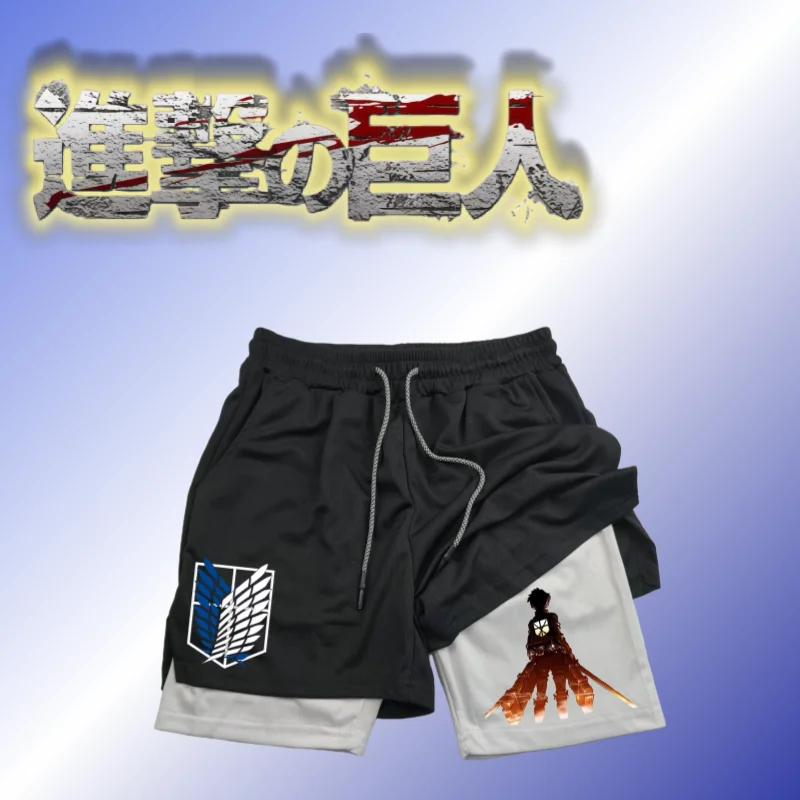 Celana Pendek Olahraga Anime Jepang Super Populer 2025 Celana Pendek Pria Anime Cepat Kering Bernapas Celana Pendek Kebugaran Celana Pendek Gym Luar Ruangan