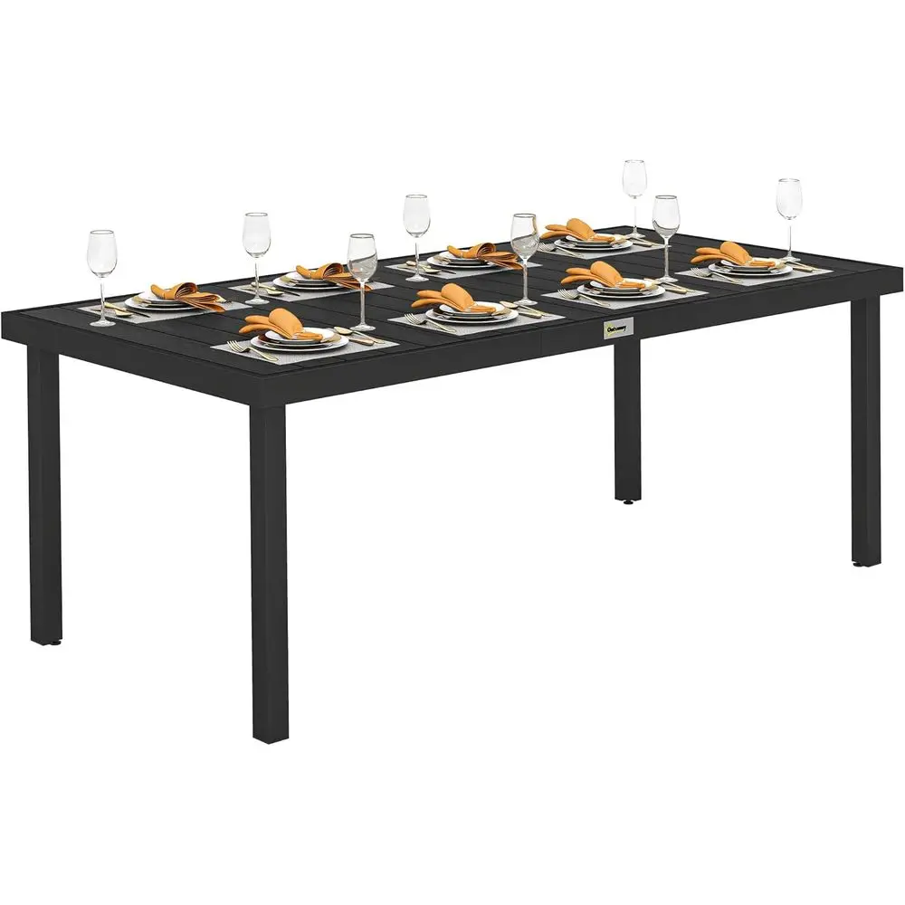 

75x35 inches All-Weather Outdoor Dining Table for 8, Suitable for Garden, Lawn, Patio - Black