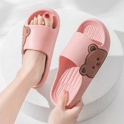 2024 Summer Women Men Soft Sole Slippers Home Bathroom Eva Slippers Sandal Polka Bear Print Beach Slippers Couples Outdoor Shoes