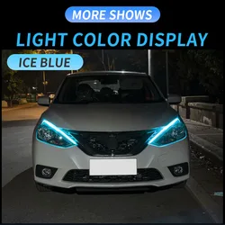 2Pcs Customizable DIY Car LED DRL Daytime Running Light Strips Waterproof Flowing Turn Signal Yellow Light Decorative Lamp 12V