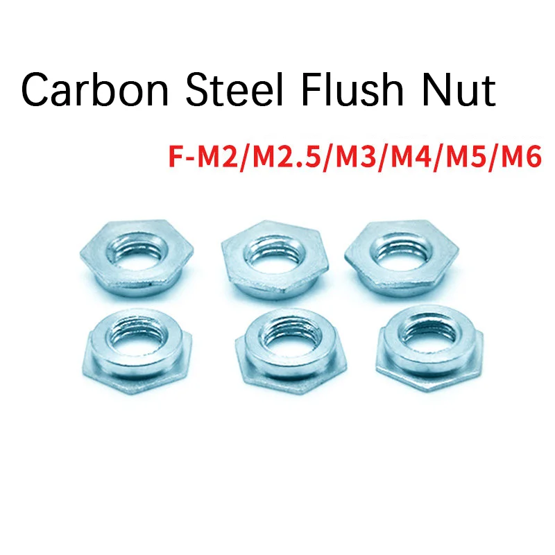 100/1000 piezas Tuerca de embutir de acero al carbono con zincado azul F-M2/M2.5/M3/M4/M5/M6, Fijador de remache estándar