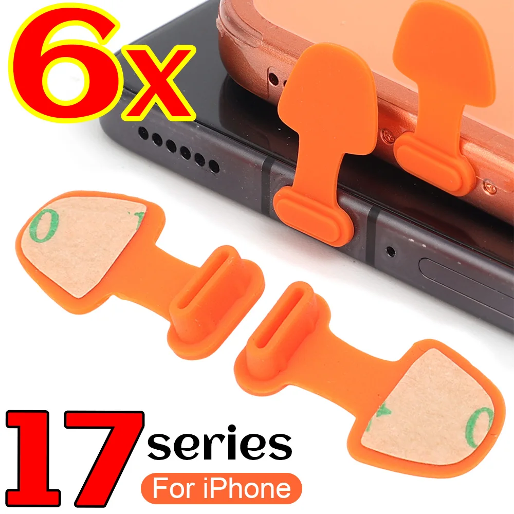 

2/6 шт. силиконовая пылезащитная заглушка типа C для серии IPhone17 Samsung Xiaomi Huawei, защита порта зарядки, пробка, защита от пыли и пыли