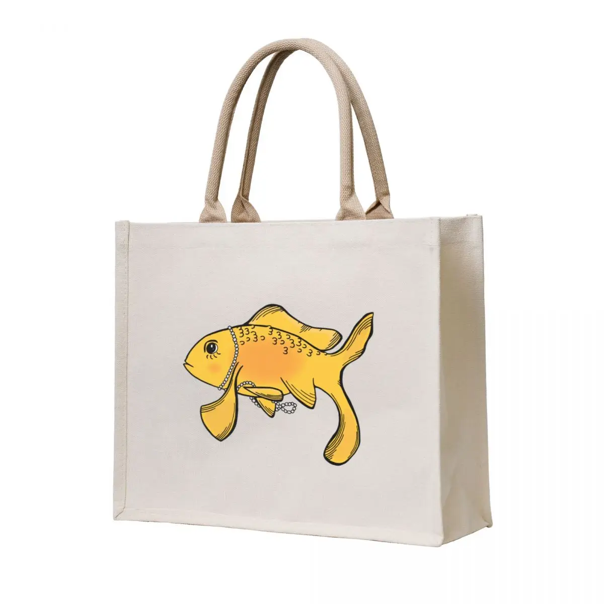 

Fancy Goldfish Wearing Pearls Tote Bag tote bag university Shopper hand bag custom fabric