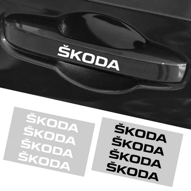 4Pcs Car Logo Car Door Handle Anti Scratches Stickers For Skoda fibia 2 Superb Octavia 2 MK2 FL A5 2009 2010 2011 Accessories