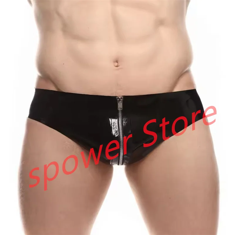 

Латексные трусы, сексуальные резиновые шорты в стиле фетиш с молнией спереди, нижнее белье, трусы, косплей костюм ручной работы для мужчин