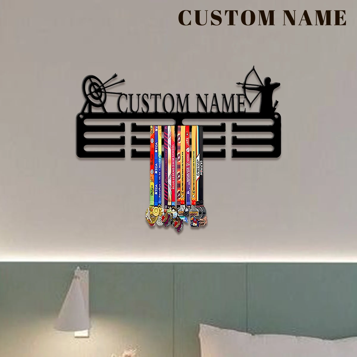 Custom Archery Enthusiasts Metal Medal Display Rack, Valentines Gift, for Room Decor, Suitable for Basketball, Football Exercise