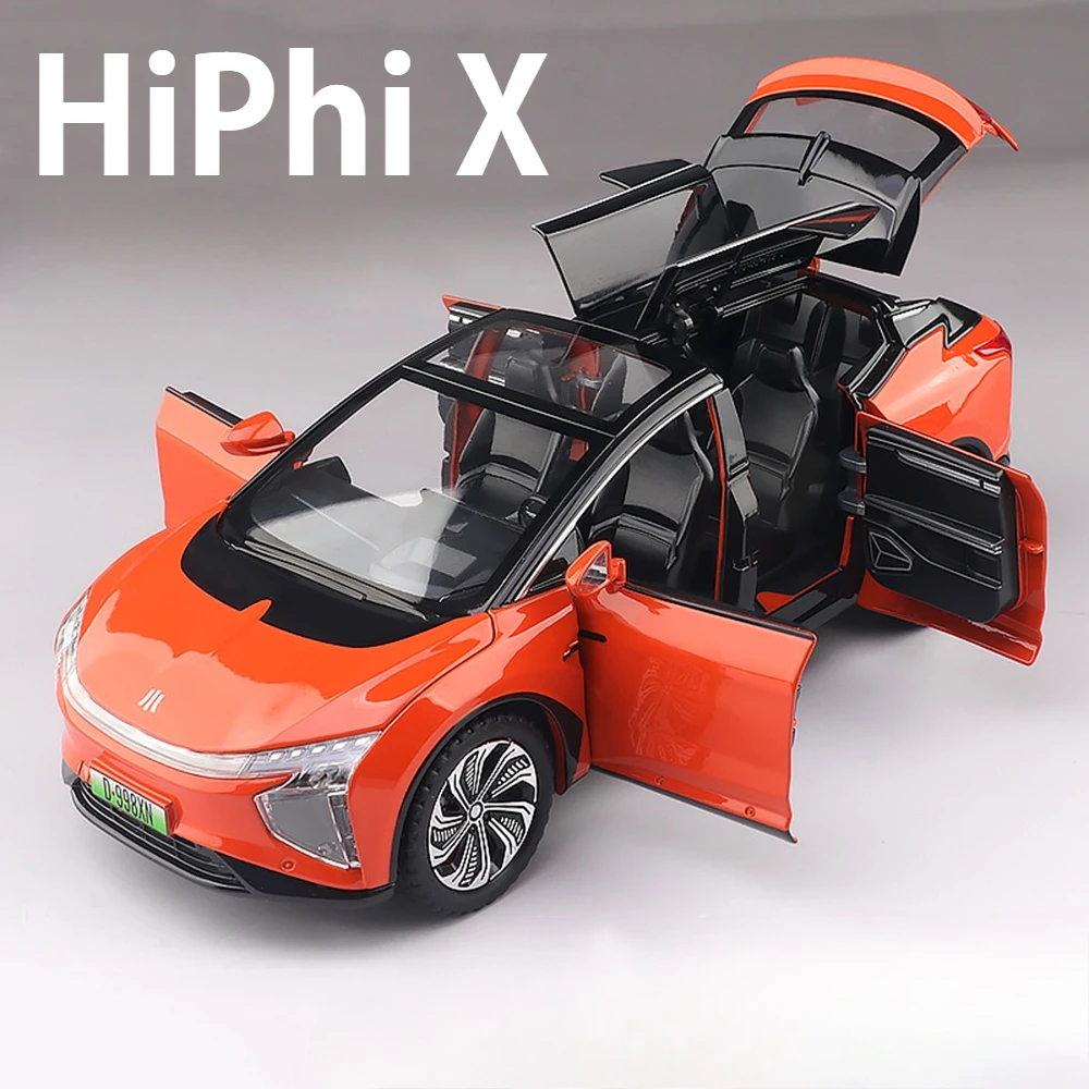 1:22 HiPhi X ヘルキャット合金製おもちゃの車モデル、サウンドライト、プルバック機能、ドア開閉可能、男の子の誕生日プレゼント