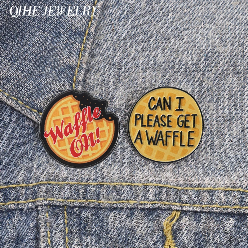 Pins Esmaltados de Waffle Eggo com Tema de Filmes de Terror e Ficção Científica, com o tema 'Waffle On Can I Please Get A Waffle', Broche, Crachá de Lapela para Bolsa, Joia, Presente para Amigos