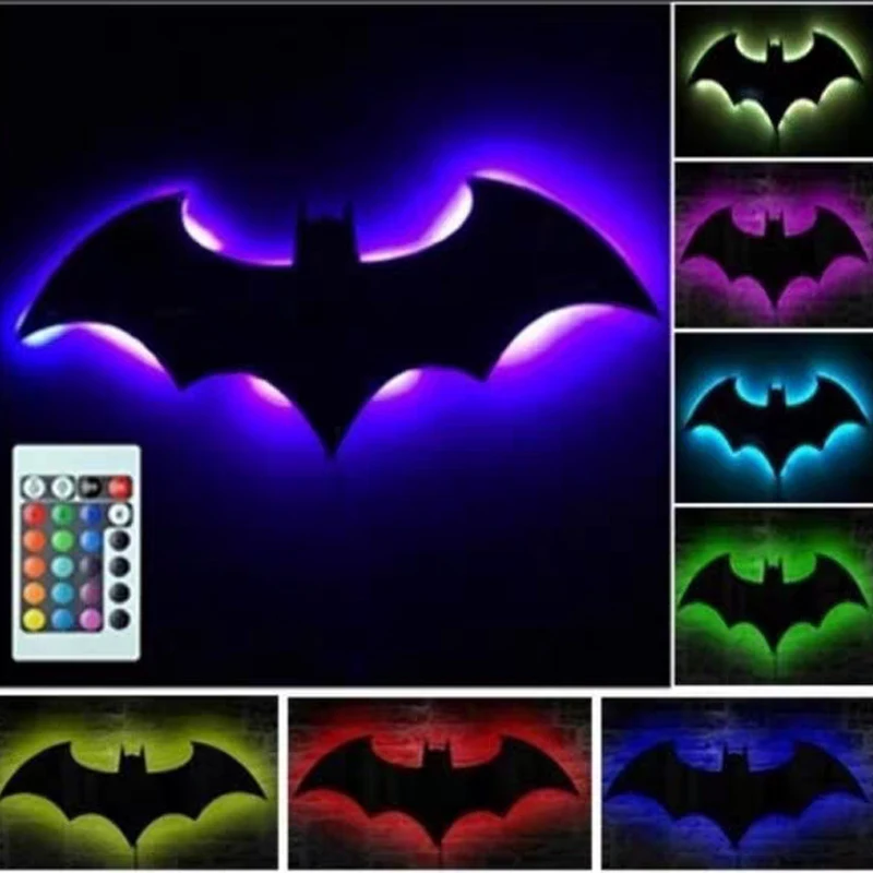 ZK50 ขายร้อน Creative BAT Luminous LED โคมไฟติดผนังบาร์ตกแต่งห้องนอน USB Night Light พื้นหลัง Ambience LIGHT