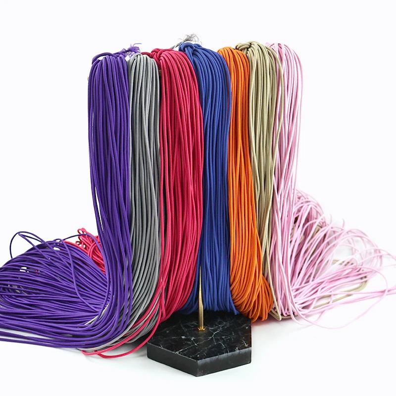 45 Meter farbige Gummischnur zum Nähen, 2 mm geflochtenes rundes elastisches Seil, Kleidung, Schuhe, Stretchseile, Hutkordeln, DIY-Material