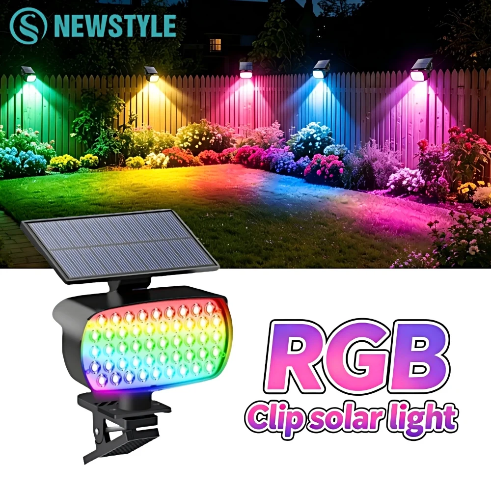 Clip-On Solar-Spotlights für den Außenbereich, farbwechselnd, wasserdicht, 7 Beleuchtungsmodi, Solar-Landschaftsbeleuchtung für Hof, Garten, Wege