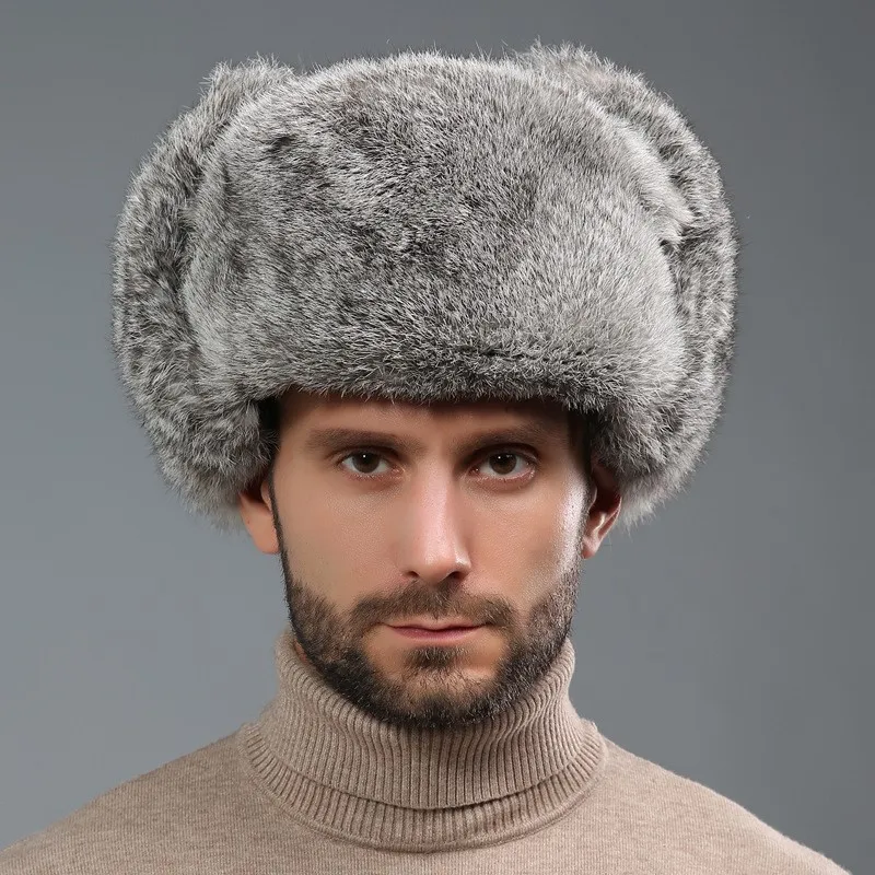 

Wool-like hats fur for middle-aged and elderly men warm outdoor thickened ear-protecting dad