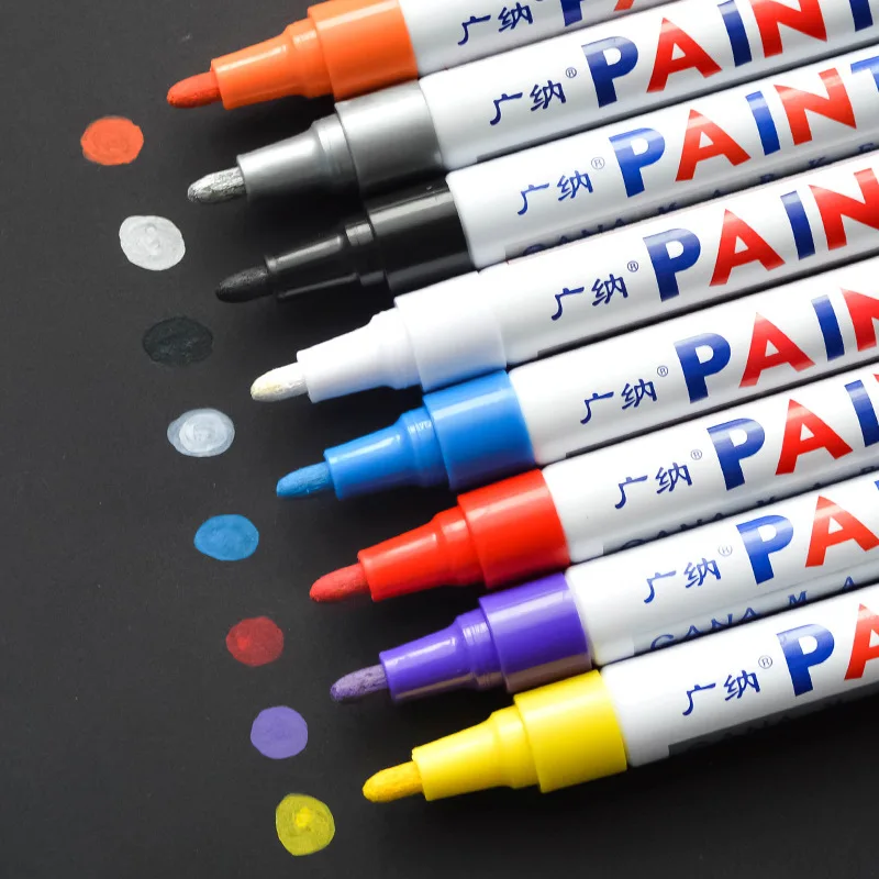 1 Pcs Colorful Permanent Paint Marker Waterproof White Markers Tire Tread Rubber Fabric Paint Metal 12 Colors Paint Marker Pens