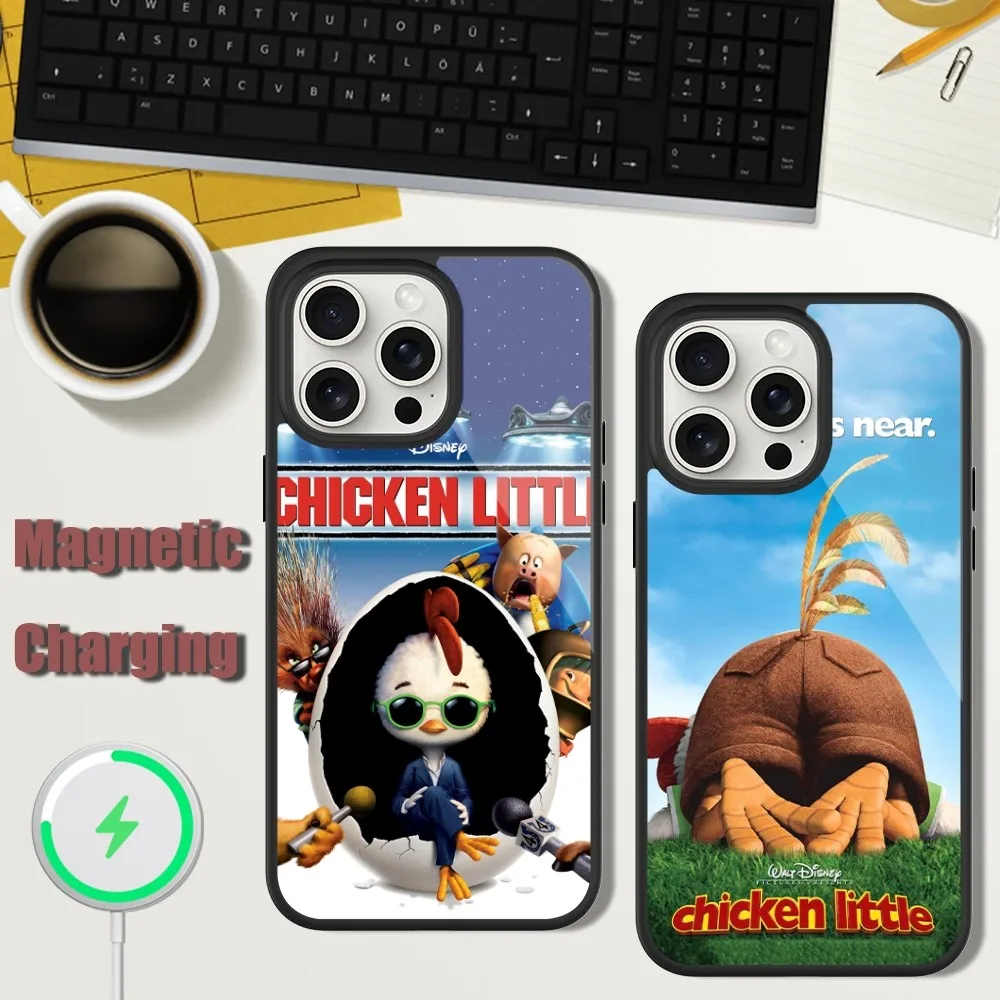 

MINISO Chicken Little Cartoon Phone Case For iPhone 13 15 11 12 14 Plus Pro Max Glass Charging Magsafe Magnetic Cover