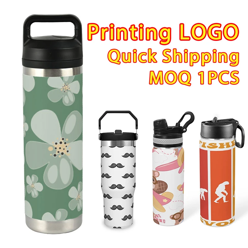 20Oz LOGO Custom Stainless Steel Water Bottle 600ml OEM Wholesale Print Image Sports Water Bottles Printing Picture Drinkware