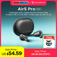 SOUNDPEATS Air5 Pro Wireless Earphones 55 dB Adaptive Hybrid ANC Bluetooth 5.4 Earbuds, Hi-Res LDAC aptX Loseless,6 Mics AI ENC