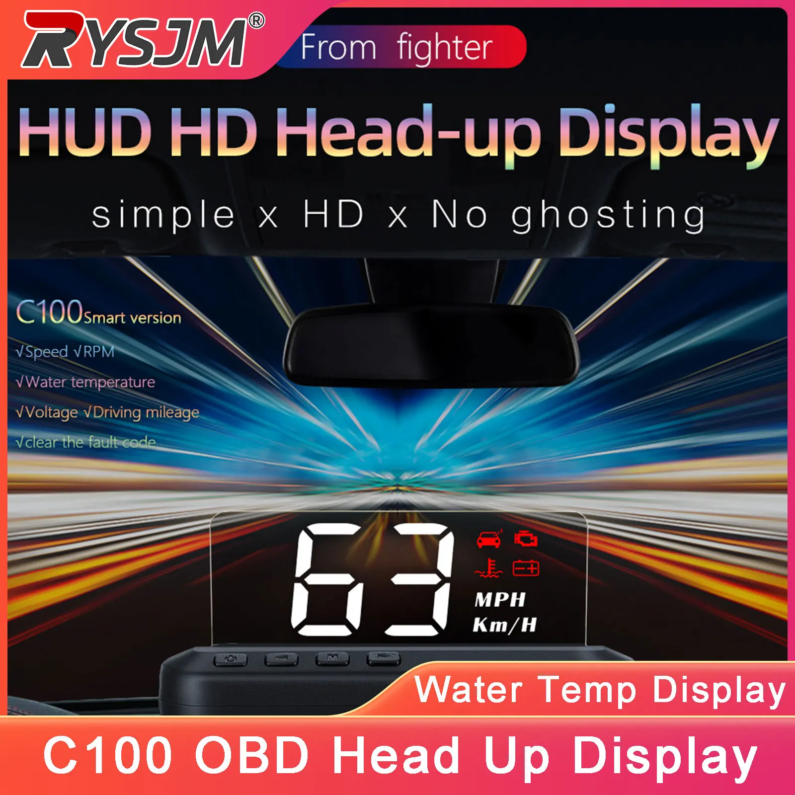

﻿ C100 Car HUD Car OBD Head Up Display Projection Digital Meter Car Speedometer Gauge Meter Water Temp Voltage Meter Car Accesso