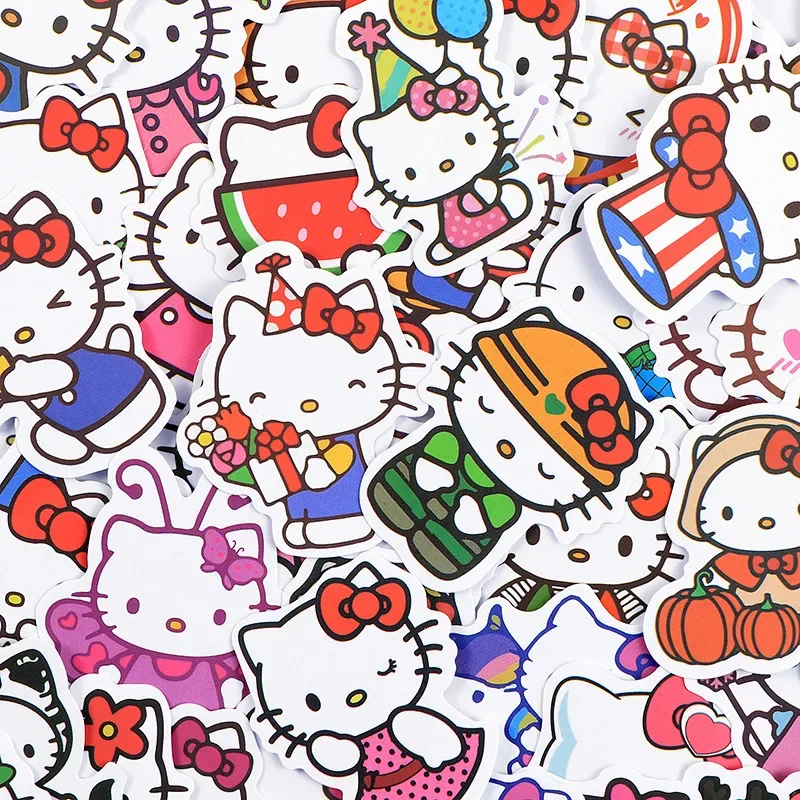 10/50/100Pcs Schattige Hello Kitty Anime Stickers Sanrio Cartoon Meisje Sticker Diy Telefoon Bagage Briefpapier Decoratie Stickers