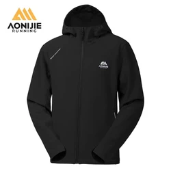 AONIJIE ciepła kurtka wiatroszczelna męska jesienno-zimowa Outdoor Travel piesze wycieczki kurtka Soft Shell Top z kapturem wodoodporna wiatrówka