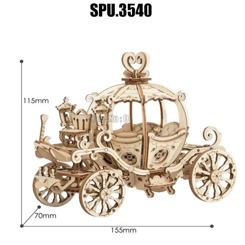 Diy Pumpkin Cart Carriage 3d Laser Cutting Wooden Wood Puzzle Model Building Kits Toy 182pcs G213