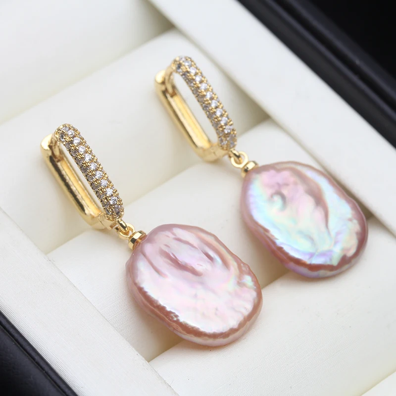 

Original Freshwater Large Baroque Pearl Earrings For Women,Gold Plated Pearl Hoop Earring bijoux luxe femme haute qualité