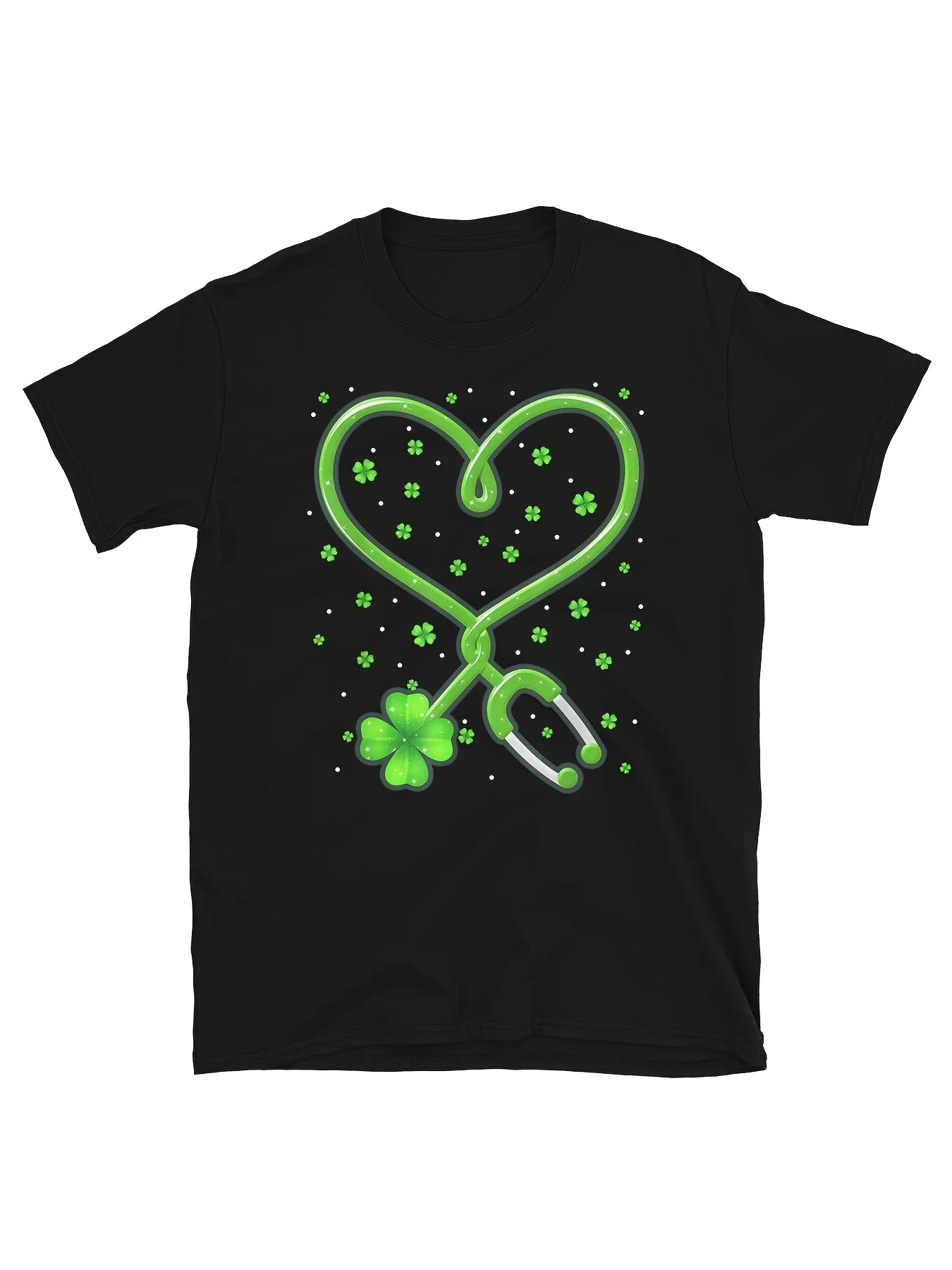 

Мужская повседневная хлопковая футболка с короткими рукавами и рисунком медсестры, стетоскопа клевера на день Святого Патрика