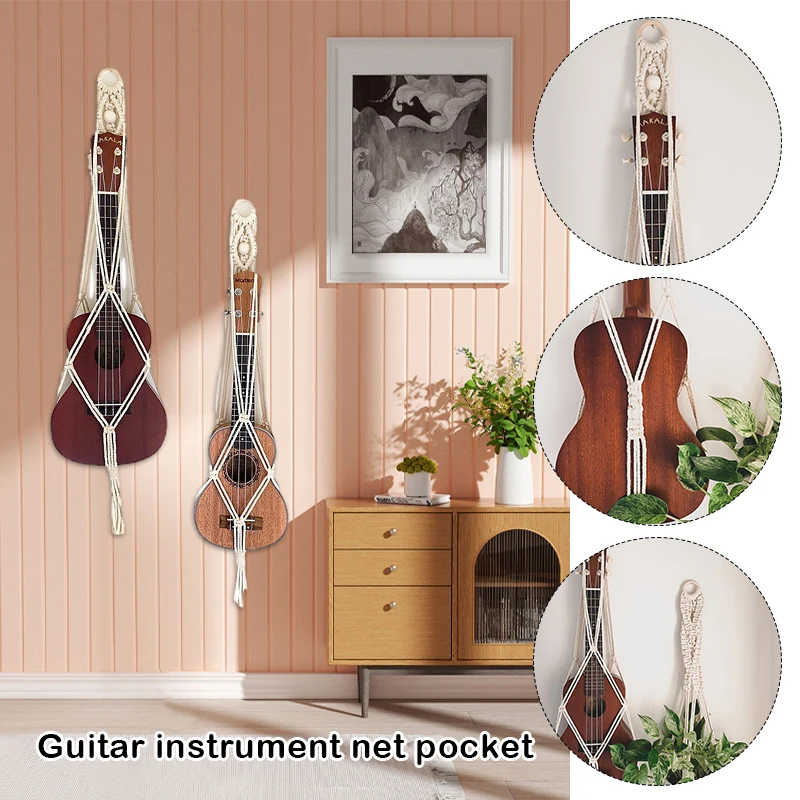 

Guitar Wall Hanger - Macrame Guitar Hanger - Guitar Wall Mount - Boho Guitar Holder for Acoustic Guitar and Electric Guitar