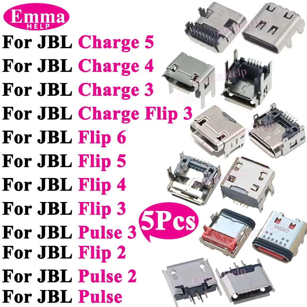5Pcs Micro USB Charging Port Connector for JBL Charge 4 Flip 4 5 Pulse 2 3 Charger Dock Jack Socket Type-C Bluetooth Speaker image 2