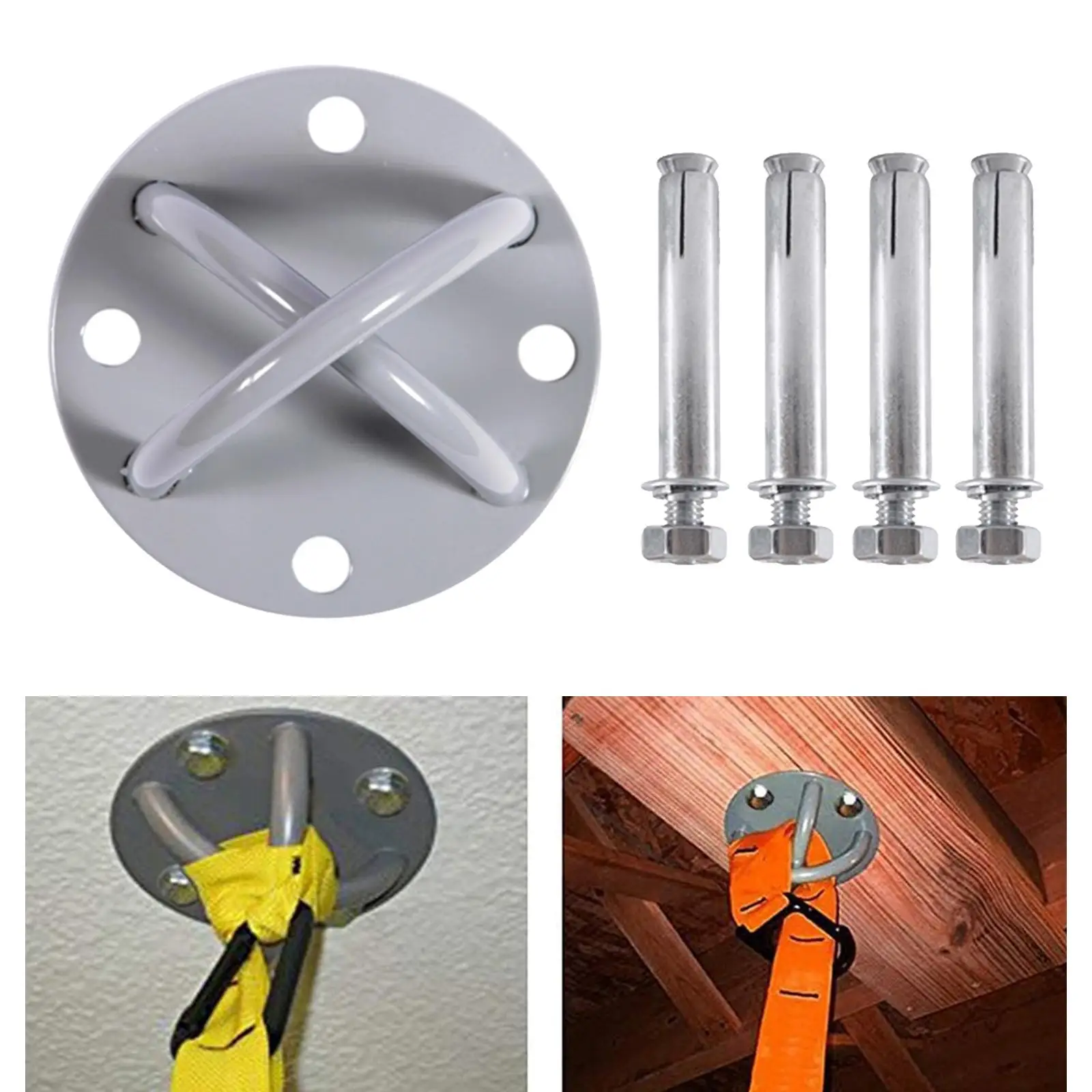 1 Piece Solid Yoga Ceiling Wall Mount Anchor 250kg Mounting Bracket Hardware with 4 pcs Screws Fitness Accessories