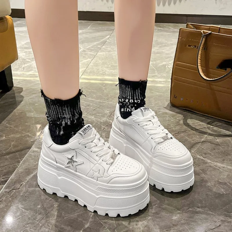 Ultra-Light Thick-Heeled Women's Sneakers Breathable Mesh Sports Casual Board Shoes Versatile Small Size Friendly