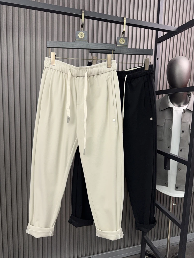 

Svip Men's Comfortable Faionable Pure Color Cool Feeling Breathable Cone Straight Casual Nine-Piece Pants Spring Summer