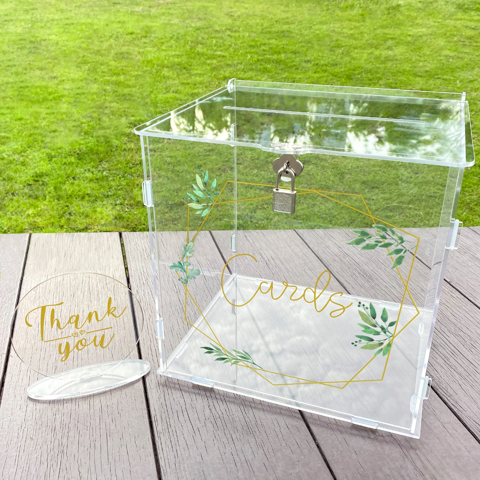 

OurWarm Acrylic Wedding Card Box with Lock Gift Card Box for Wedding Reception Money Card Box for Party Graduation Baby Shower