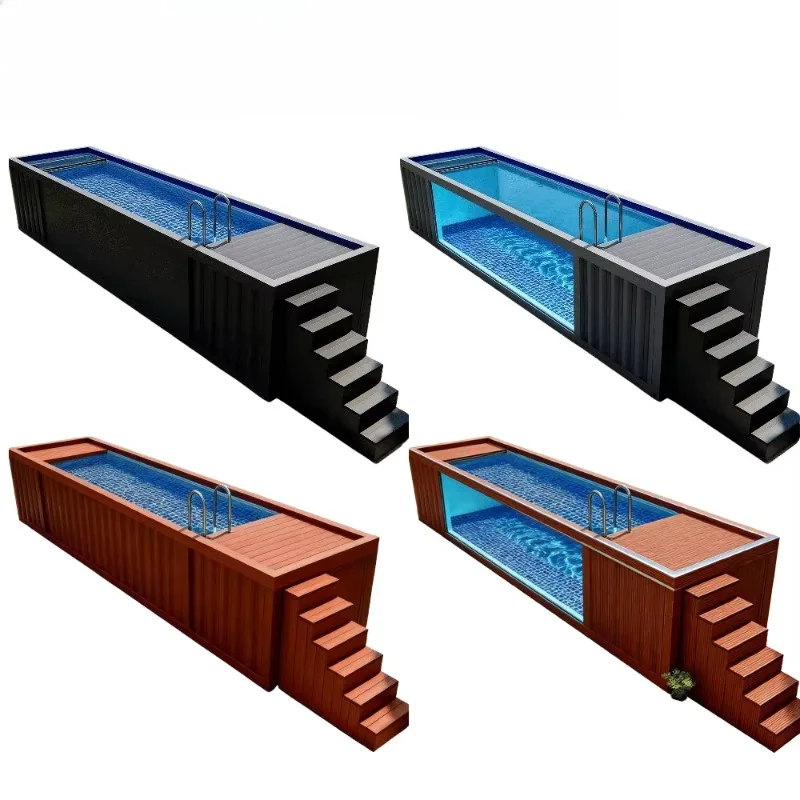Luxury Container Swimming Pool Prefabricated Outdoor Pool Modular Steel Frame Pool Villa Garden Resort Custom Design