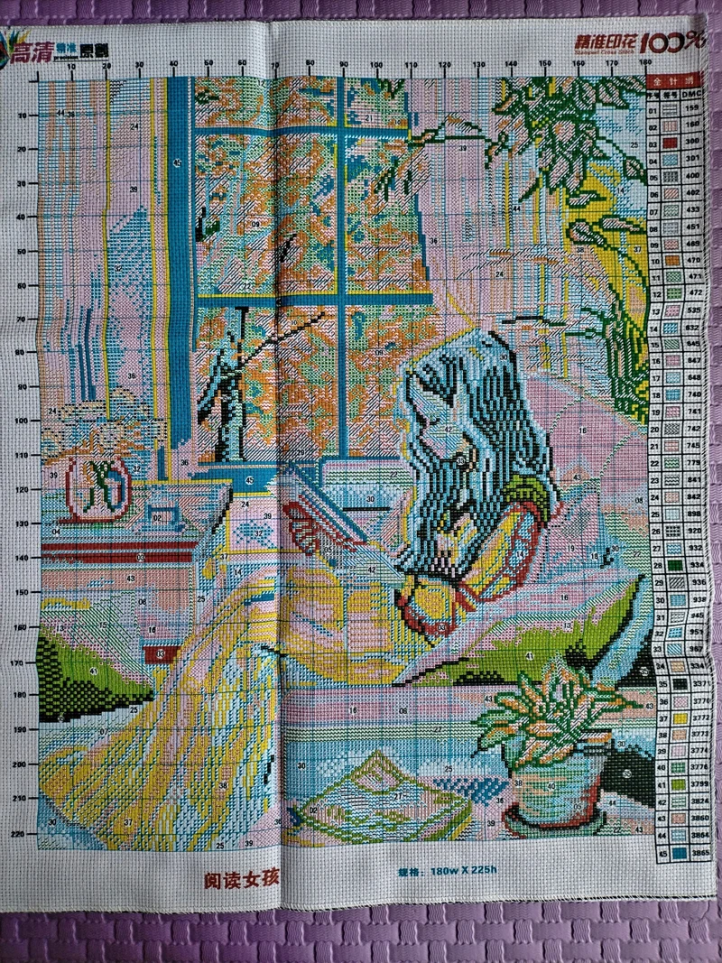 54*73cm 11CT drukowany haft krzyżykowy, dekoracje dla domu DIY, zestaw zestawy do haftu pełny nici jedwabne nowa kreskówka dziewczyna nowa