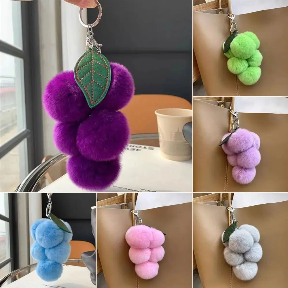 Cute Imitation Otter Rabbit Bag Pendant Fur Pompoms Grape Bag Decoration Colorful Fluffy Backpack Accessories Gift for Friends