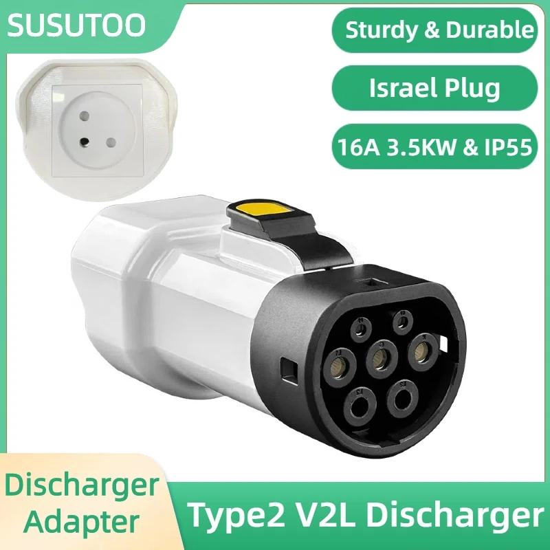 

TYPE2 V2L Adapter Israel Plug For Type2 Car Discharge EV Adapter For Xpeng Smart MG BYD Geely EX5 Jaecoo7 NAMMI Omoda 9 ZEEKR
