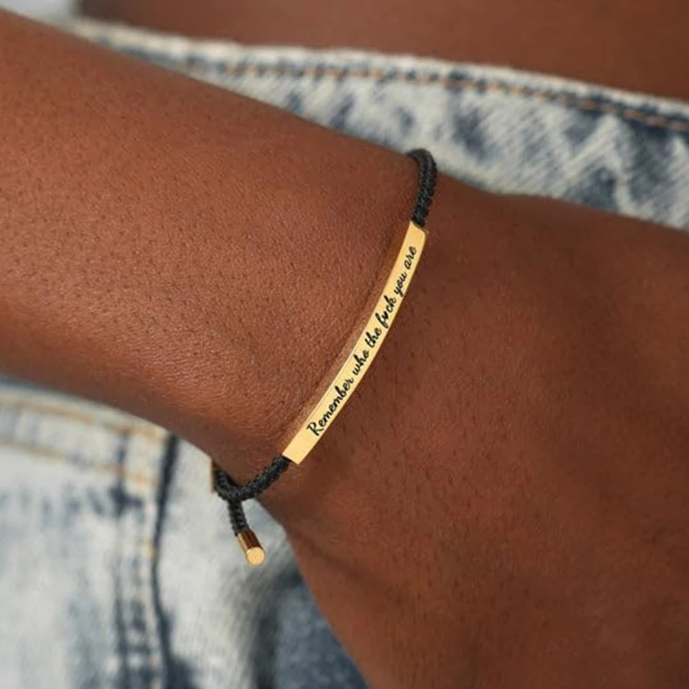 Popular Charm Motivational Tube Bracelet for Lovers Gift Fashion Adjustable Stainless Steel Lettering Bracelet Jewelry Wholesale