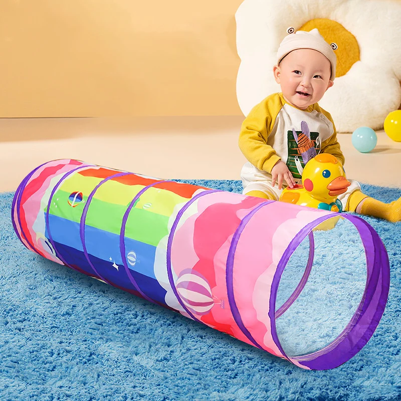 Portable Children's Tent Crawling Tunnel Rainbow Tent Kids Little House Play House Tipi Tent Indoor Toy Tube Baby Crawling Games