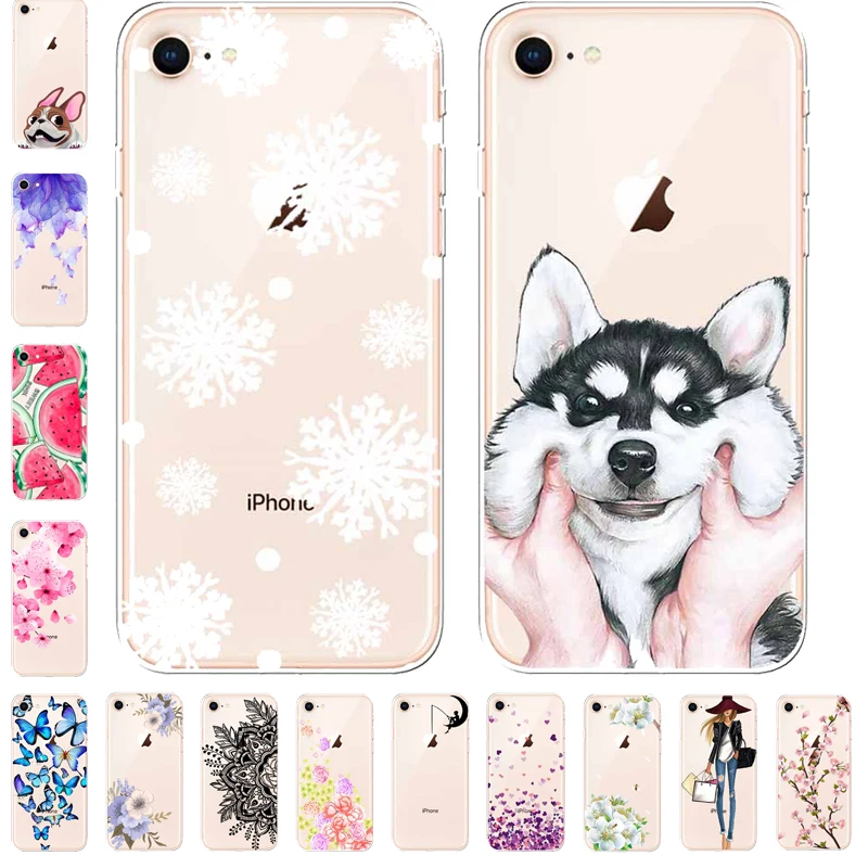 حافظة لهاتف آيفون SE 2020 2022 2016 5 5s حافظة شفافة من السيليكون الناعم مطبوعة لهاتف آيفون 5 5s غطاء شفاف آيفون SE 2022 كابا شفافة