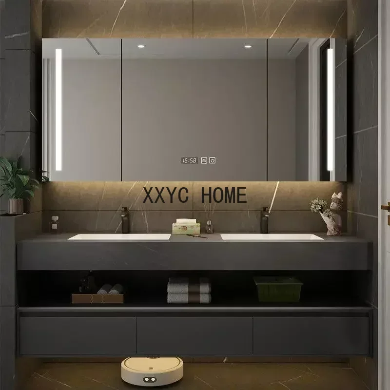 

New Modern Minimalist Bathroom Cabinets Slate Integrated Seamless Washbasin Bathroom VanityWith Sink Bathroom Furniture