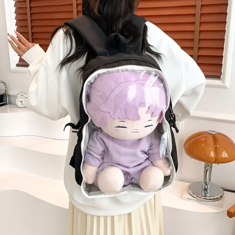 

Nylon 40cm Doll Ita Bag Large Capacity Clear Cotton Doll Display Storage Bag Schoolbag Dustproof Detachable Transparent Backpack