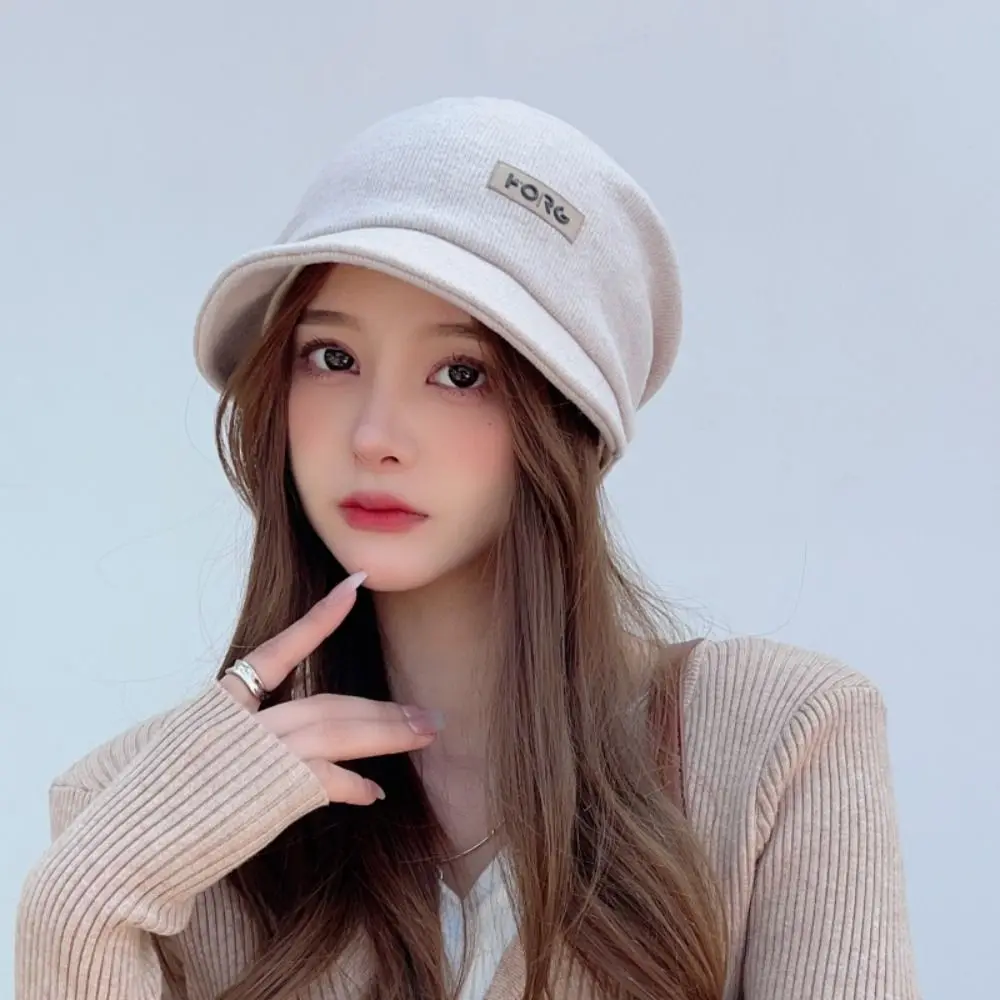 

Versatile Soft Knitted Hat Elastic Korean Style Beanies Thickened Pullover Cap Women