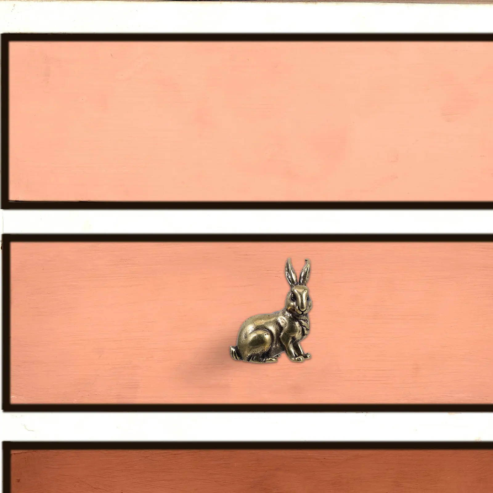 2pcs Vintage Brass Rabbit Handle Solid Brass Door Pull for Cabinets and Drawers Aesthetic Bunny Drawer Handle Brass Animal Door
