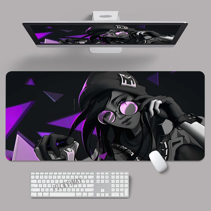 Imagem -05 - Valorant 90x40cm Xxl Borda de Bloqueio Mousepads Grande Escritório Mousepad Teclado Esteiras Tapete do Rato Besta Almofada de Mesa para Presente Mouse Almofadas