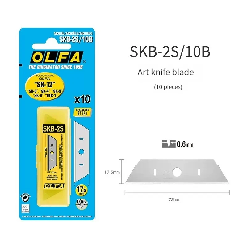 

OLFA SKB-2S/10B Stainless Steel Blade, Suitable for SK-12 SK-4 SK-9 and UTC-1 Able to Clean Trapezoidal Safety Blades