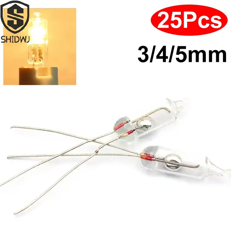 20/25Pcs 5mm 4mm 3mm 12V 6V Mini Bulb Clear Tungsten Bulbs Switch Button Indicator Bulb Tungsten Lamp