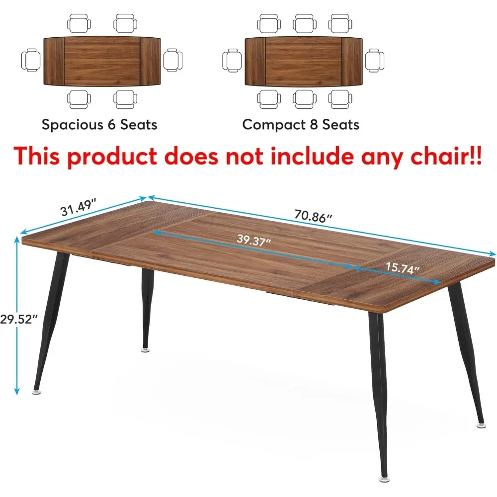 Rectangular Meeting Room Tables, Modern Industrial Seminar Table Boardroom Desk with Metal Legs for Office