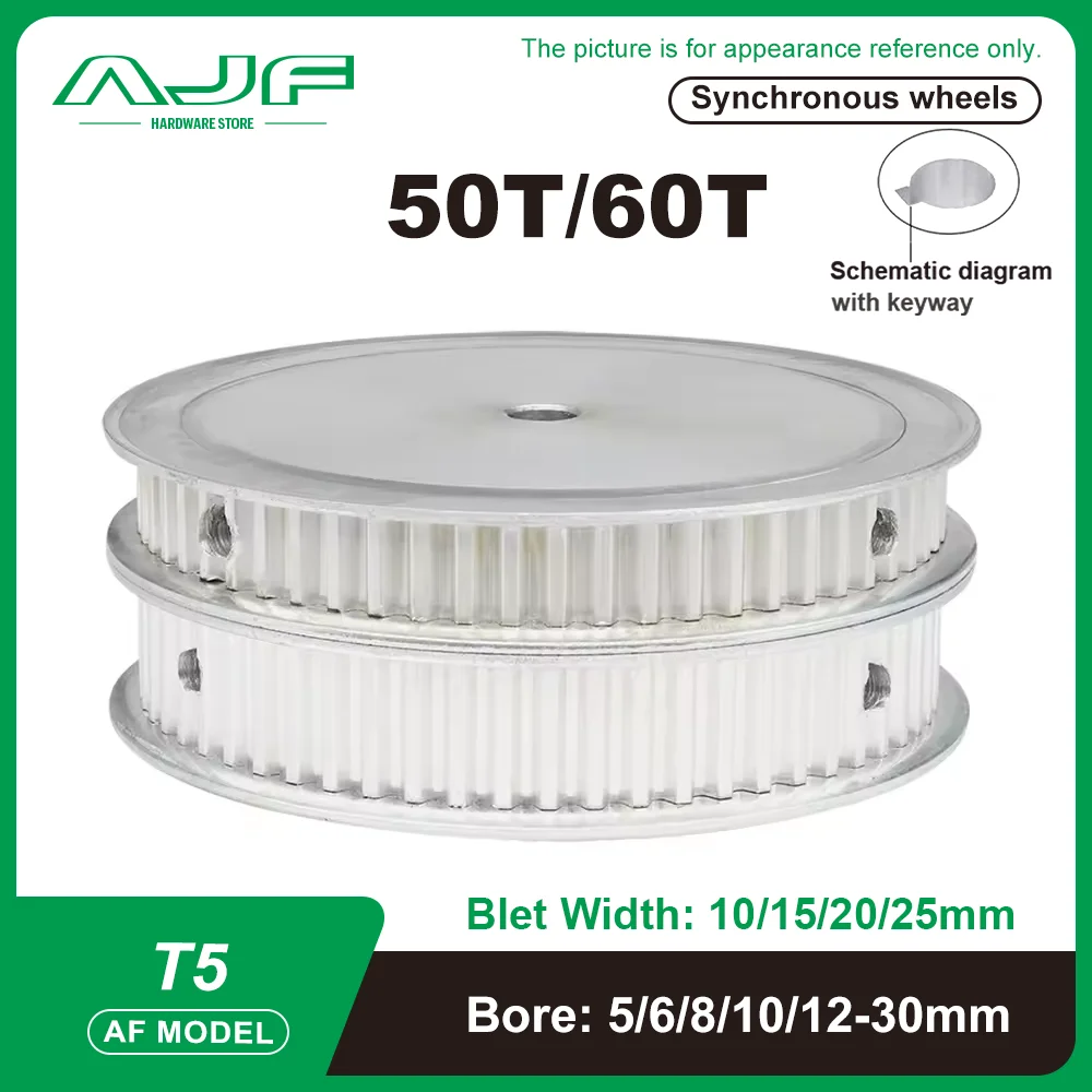 

T5 Timing Pulley 50Teeth 60Teeth T5 Pulley Bore 5-30mm Belt Width 10/15/20mm T5 Synchronous Wheel T5 Pulley 50T 60T